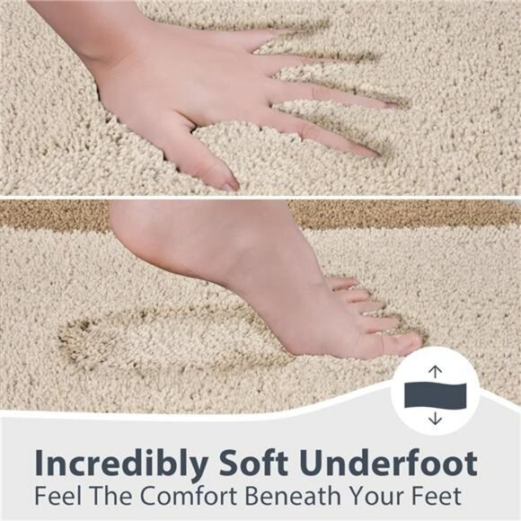 Beige gray bathroom rug non slip absorbent soft washable quick dry bath mat 24x3 - Picture 4 of 8